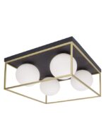 Plafoniera Nova Luce Juliet, finisaj auriu mat/sticla opal, 4x12 W, cod 9206403