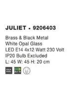 Plafoniera Nova Luce Juliet, finisaj auriu mat/sticla opal, 4x12 W, cod 9206403 - imagine 3
