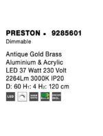 Suspensie Nova Luce Preston, finisaj alama antichizata/acril, 37 W, cod 9285601 - imagine 3