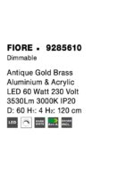 Suspensie Nova Luce Fiore, finisaj alama antichizata/acril, 60 W, cod 9285610 - imagine 3