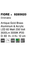 Plafoniera Nova Luce Fiore, finisaj alama antichizata/acril, 60 W, cod 9285620 - imagine 3
