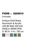 Suspensie Nova Luce Fiore, finisaj alama antichizata/acril, 80 W, cod 9285810 - imagine 3
