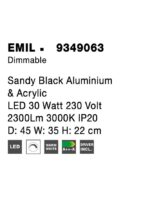 Plafoniera Nova Luce Emil, finisaj negru satinat, 30 W, cod 9349063 - imagine 3