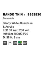 Plafoniera Nova Luce Rando Thin, finisaj alb mat, 30 W, cod 9353830 - imagine 3