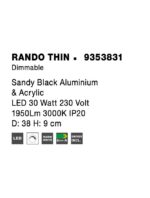 Plafoniera Nova Luce Rando Thin, finisaj negru mat, 30 W, cod 9353831 - imagine 4