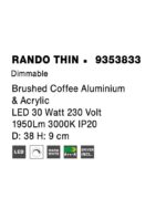 Plafoniera Nova Luce Rando Thin, finisaj maro periat, 30 W, cod 9353833 - imagine 4