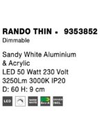 Plafoniera Nova Luce Rando Thin, finisaj alb mat, 50 W, cod 9353852 - imagine 3