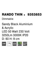 Plafoniera Nova Luce Rando Thin, finisaj negru mat, 50 W, cod 9353853 - imagine 4