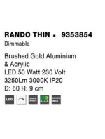 Plafoniera Nova Luce Rando Thin, finisaj auriu periat, 50 W, cod 9353854 - imagine 4