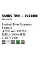 Plafoniera Nova Luce Rando Thin, finisaj aluminiu periat, 50 W, cod 9353856 - imagine 4