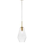 Pendul Nova Luce Prisma, finisaj auriu mat/sticla clara, 1x12 W, cod 9426732
