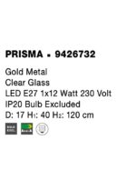 Pendul Nova Luce Prisma, finisaj auriu mat/sticla clara, 1x12 W, cod 9426732 - imagine 3