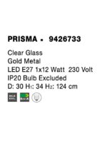 Pendul Nova Luce Prisma, finisaj auriu mat/sticla clara, 1x12 W, cod 9426733 - imagine 3