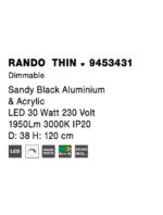 Suspensie Nova Luce Rando Thin, finisaj negru mat, 30 W, cod 9453431 - imagine 4