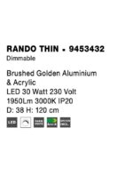 Suspensie Nova Luce Rando Thin, finisaj auriu periat, 30 W, cod 9453432 - imagine 4