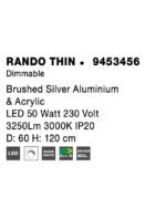 Suspensie Nova Luce Rando Thin, finisaj aluminiu periat, 50 W, cod 9453456 - imagine 4