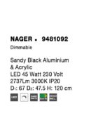 Suspensie Nova Luce Nager, finisaj negru mat/acril, 45 W, cod 9481092 - imagine 3