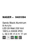 Plafoniera Nova Luce Nager, finisaj negru mat/acril, 28 W, cod 9481094 - imagine 3