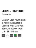 Suspensie Nova Luce Leon, finisaj auriu satinat/acril, 83 W, cod 9501430 - imagine 3