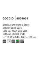 Suspensie Nova Luce Goccio, finisaj negru mat, 5x7 W, cod 9504001 - imagine 3