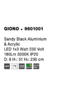 Pendul Nova Luce Giono, finisaj negru satinat, 3 W, cod 9601001 - imagine 3