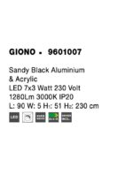 Suspensie Nova Luce Giono, finisaj negru mat, 7x3 W, cod 9601007 - imagine 3