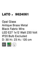 Pendul Nova Luce Lato, finisaj alama antica/sticla, 1 x 12 W, cod 9624061 - imagine 3