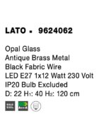 Pendul Nova Luce Lato, finisaj alama antica/sticla, 1 x 12 W, cod 9624062 - imagine 3