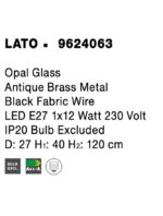 Pendul Nova Luce Lato, finisaj alama antica/sticla, 1 x 12 W, cod 9624063 - imagine 3