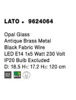 Pendul Nova Luce Lato, finisaj alama antica/sticla, 1 x 5 W, cod 9624064 - imagine 3