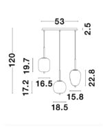 Suspensie Nova Luce Lato, finisaj alama antica/sticla, 3 x 5 W, cod 9624067 - imagine 4