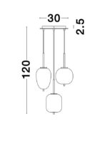 Suspensie Nova Luce Lato, finisaj alama antica/sticla, 3 x 5 W, cod 9624068 - imagine 4