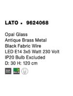 Suspensie Nova Luce Lato, finisaj alama antica/sticla, 3 x 5 W, cod 9624068 - imagine 3