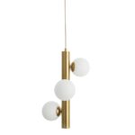 Suspensie Nova Luce Jaklin, finisaj auriu periat/sticla opal, 3x5 W, cod  9724581