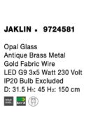 Suspensie Nova Luce Jaklin, finisaj auriu periat/sticla opal, 3x5 W, cod  9724581 - imagine 3
