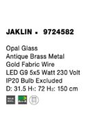 Suspensie Nova Luce Jaklin, finisaj auriu periat/sticla opal, 5x5 W, cod  9724582 - imagine 3