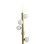 Suspensie Nova Luce Jaklin, finisaj auriu periat/sticla opal, 5x5 W, cod  9724582
