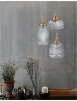 Suspensie Nova Luce Mond, finisaj auriu satinat/sticla clara, 3x5 W, cod 9731214 - imagine 7