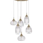 Suspensie Nova Luce Mond, finisaj auriu satinat/sticla clara, 6x5 W, cod 9731215