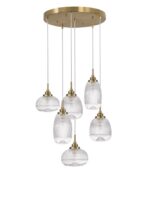 Suspensie Nova Luce Mond, finisaj auriu satinat/sticla clara, 6x5 W, cod 9731215