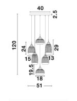 Suspensie Nova Luce Mond, finisaj auriu satinat/sticla clara, 6x5 W, cod 9731215 - imagine 4