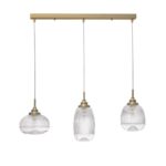 Suspensie Nova Luce Mond, finisaj auriu satinat/sticla clara, 3x5 W, cod 9731216