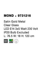 Suspensie Nova Luce Mond, finisaj auriu satinat/sticla clara, 3x5 W, cod 9731216 - imagine 3