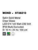 Pendul Nova Luce Mond, finisaj auriu satinat/sticla clara, 1x5 W, cod 9738210 - imagine 3