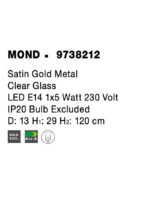 Pendul Nova Luce Mond, finisaj auriu satinat/sticla clara, 1x5 W, cod 9738212 - imagine 3