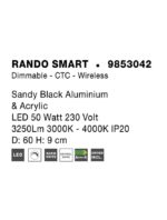 Plafoniera Nova Luce Rando Smart, finisaj negru satinat, 50 W, cod 9853042 - imagine 3