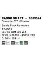 Suspensie Nova Luce Rando Smart, finisaj negru satinat, 50 W, cod 9853044 - imagine 3