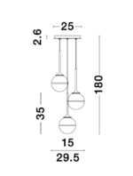 Suspensie Nova Luce Cantona, finisaj auriu periat/sticla, 3 x 5 W, cod 9960613 - imagine 4
