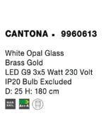 Suspensie Nova Luce Cantona, finisaj auriu periat/sticla, 3 x 5 W, cod 9960613 - imagine 3