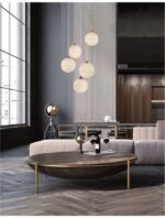 Suspensie Nova Luce Cantona, finisaj auriu periat/sticla, 5 x 5 W, cod 9960614 - imagine 7